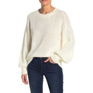 Abound Textured Blouson Sleeve Ivory Sweater